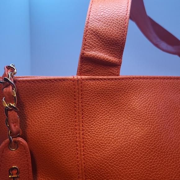 Chanel Orange Caviar Leather Tote Bag Serial No. 4678007 - Picture 13 of 16